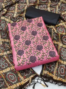 APNISHA Floral Embroidered Pure Silk Unstitched Dress Material