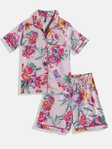 YK Girls Floral Printed Night Suit