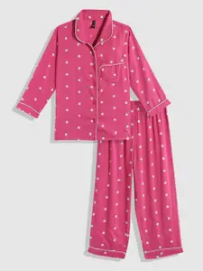 YK Girls Polka Dots Printed Night Suit