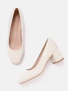 Lino Perros Women Floral Textured Block Heel Pumps