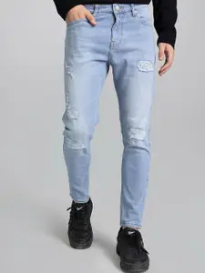 Snitch Men Blue Skinny Fit Highly Distressed Stretchable Jeans
