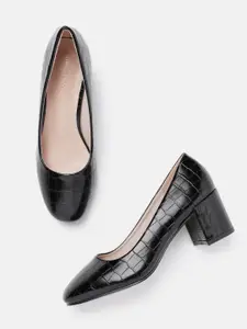 Lino Perros Croc Textured Work Block Pumps