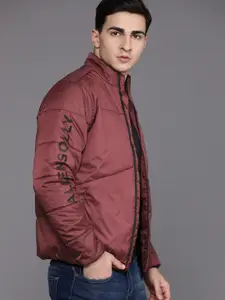 Allen Solly Mock Collar Brand Logo Printed Padded Jacket