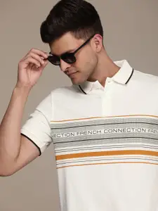 French Connection Brand Logo Printed Polo Collar Pure Cotton T-shirt