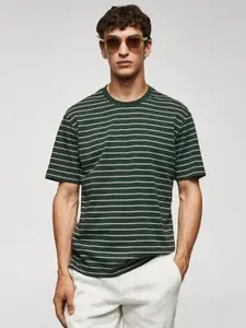 MANGO MAN Striped Pure Cotton T-shirt