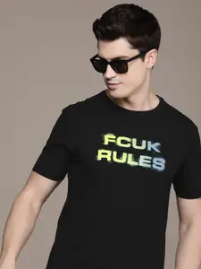 FCUK Typography Printed Pure Cotton T-shirt