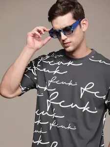 FCUK Brand Logo Printed Drop-Shoulder Sleeves Pure Cotton Oversized T-shirt