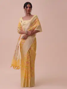 KALKI Fashion Ethnic Motif Zari Silk Cotton Saree With Blouse Piece