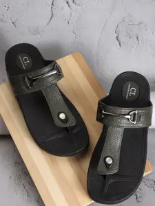 Carlton London Men Textured Horsebit Comfort Sandals