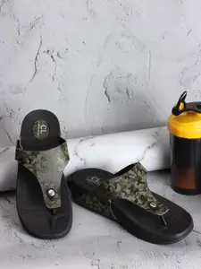 Carlton London Men Printed Comfort Sandals With Buckle Detail