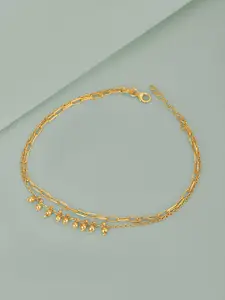 Carlton London 18Kt Gold Plated Double Layer Anklet with dangling Beads