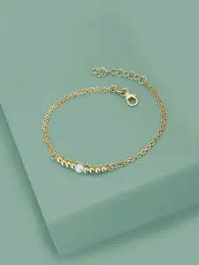 Carlton London 18Kt Gold Plated Double Layer Bracelet with Gold Beads & Pearl