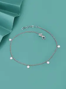 Carlton London Silver Toned with tiny discs Rhodium Plated Charms Anklet