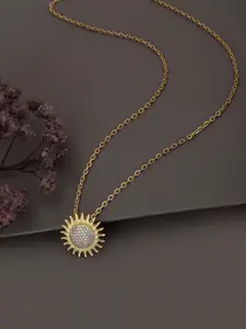 Carlton London 18Kt Gold Plated Sunburst Pendant with Chain