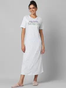 Dreamz by Pantaloons Typography Printed Pure Cotton T-Shirt Nightdress