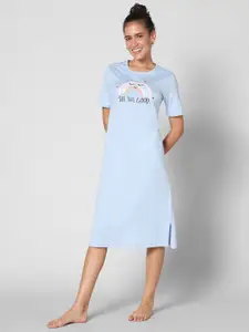 Dreamz by Pantaloons Graphic Printed Pure Cotton Nightdress