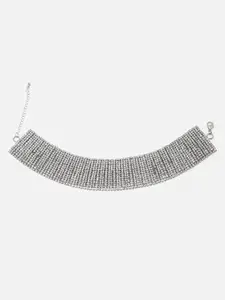 FOREVER 21 Silver-Toned & White Silver Silver-Plated Necklace