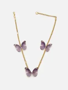 FOREVER 21 Gold-Toned & Purple Silver Gold-Plated Necklace