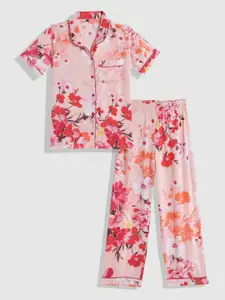 YK Girls Floral Printed Night Suit