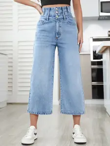 StyleCast Women Blue Light Fade Clean Look Wide Leg Jeans