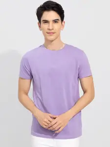 Snitch Purple Round Neck Cotton T-shirt