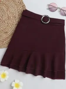 ADDYVERO Girls Knee-Length Ruffle Layered Flared Cotton Lycra Skirt