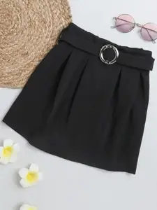 ADDYVERO Girls Knee-Length Belted A-Line Cotton Lycra Skirt