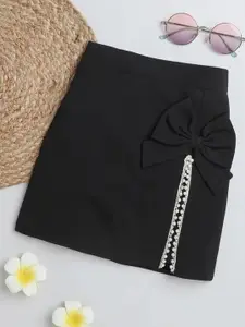 ADDYVERO Girls Embellished A-Line Knee-Length Cotton Lycra Skirt