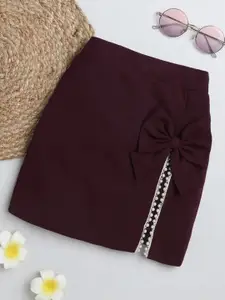 ADDYVERO Girls Pencil Knee Length Skirt With Bow