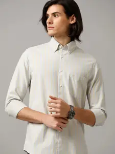 Aldeno India Slim Striped Cotton Casual Shirt
