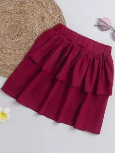 ADDYVERO Girls Knee-Length Layered Flared Skirt