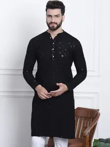 SOJANYA Embellished Mandarin Collar Pure Cotton Kurta