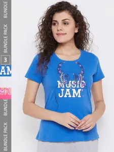 Clovia Pack Of 3 Assorted Pure Cotton Lounge T-Shirts