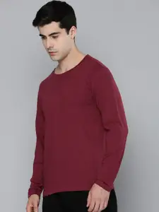 Mast & Harbour Purple Round Neck Cotton Regular T-shirt