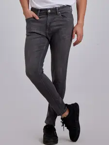 Snitch Men Grey Skinny Fit Clean Look Lightly Faded Stretchable Jeans