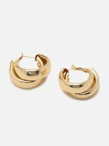 FOREVER 21 Gold-Plated Contemporary Hoop Earrings