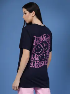 Rigo Typography Printed Oversized Pure Cotton T-shirt