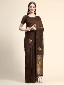 HERE&NOW Floral Woven Design Zari Cotton Silk Saree