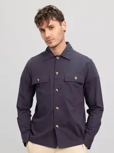 Snitch Purple Classic Slim Fit Cotton Casual Shirt