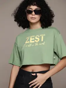 The Roadster Lifestyle Co. Printed Boxy Crop T-shirt