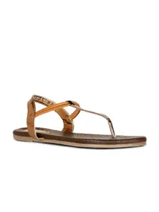 Bata Textured T-Strap Flats