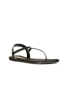 Bata Textured T-Strap Flats