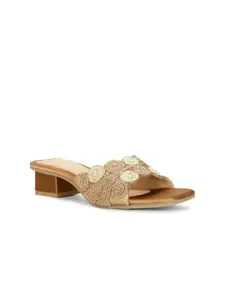 Bata Ethnic Embellished Mesh Block Heels