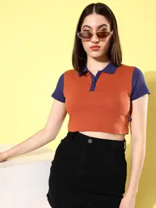 The Roadster Life Co. November Winter Discotheque Very Varsity Polo Collar Crop T-shirt