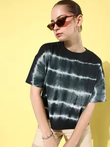 The Roadster Life Co. Tie and Dye Drop-Shoulder Pure Cotton T-shirt