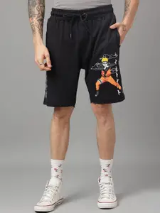 Free Authority Men Naruto Printed Mid-Rise Cotton Shorts