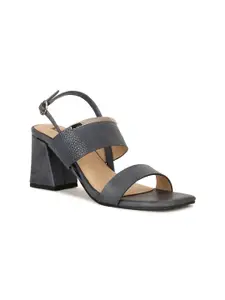 Bata Textured Open Toe Block Heels With Buckle Closure