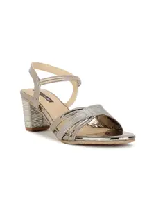 Bata Silver-Toned Shimmered Block Heels