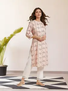 W Ethnic Motifs Printed Mandarin Collar Kurta