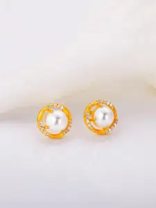 GIVA 925 Sterling Silver Gold-Plated Contemporary Studs Earrings